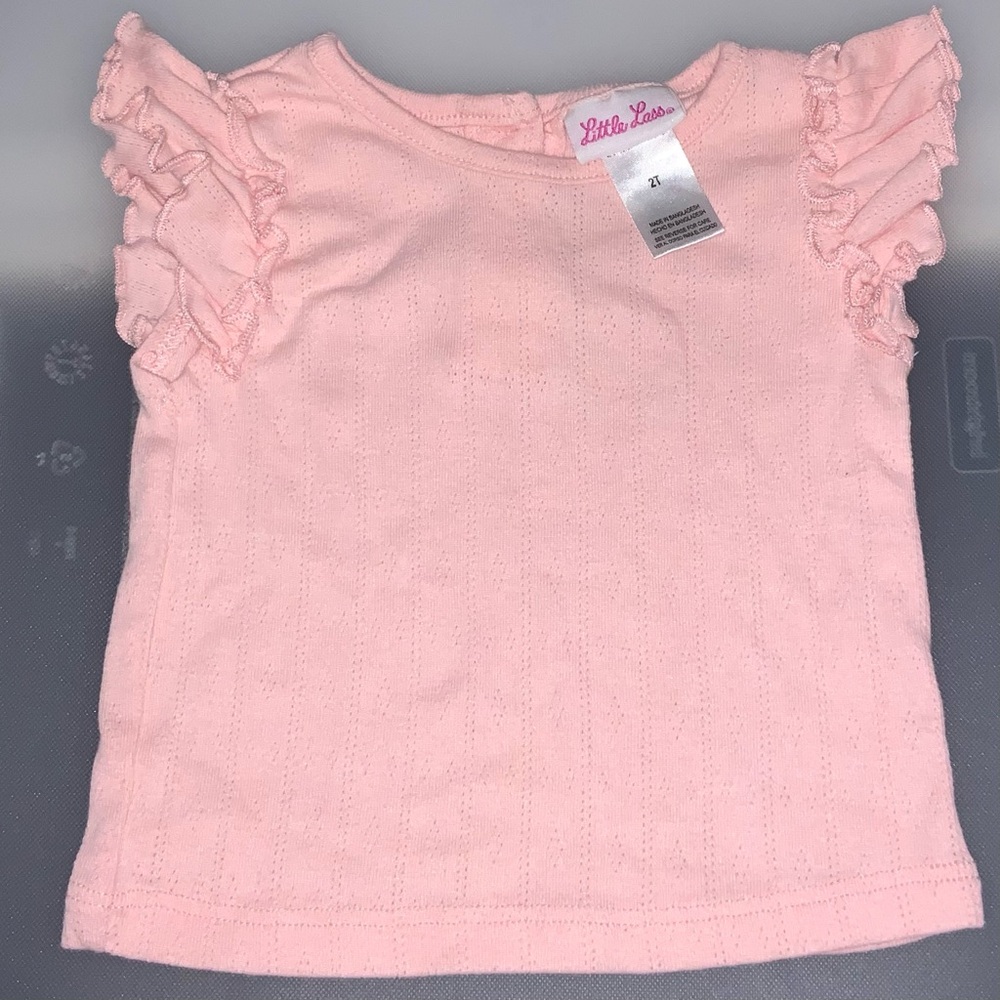 Little Lass Soft Pink Ruffle Tee